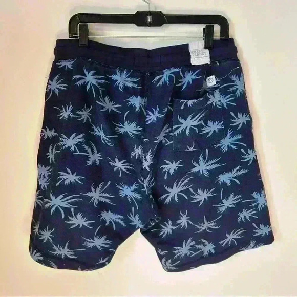 Mens Free Planet Drawstring Cotton Shorts Palm Trees - Picture 2 of 7